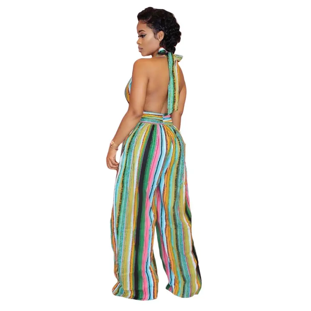 Spring/summer 2020 women's sleeveless striped print jumpsuit loose wide-leg neck jumpsuit
Spring/summer 2020 women's sleeveless striped print jumpsuit loose wide-leg neck jumpsuit