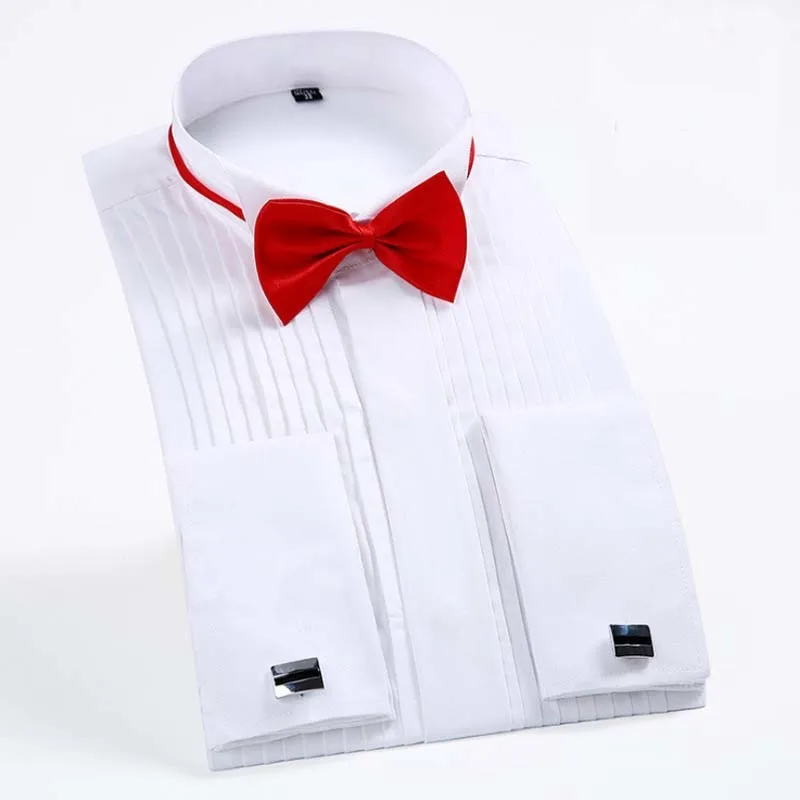 Men's French Cuff Tuxedo Fold Shirt Wing Tip Collar Men Long Sleeve Dress Shirts Formal Wedding Bridegroom Button Down Shirt
Men's French Cuff Tuxedo Fold Shirt Wing Tip Collar Men Long Sleeve Dress Shirts Formal Wedding Bridegroom Button Down Shirt