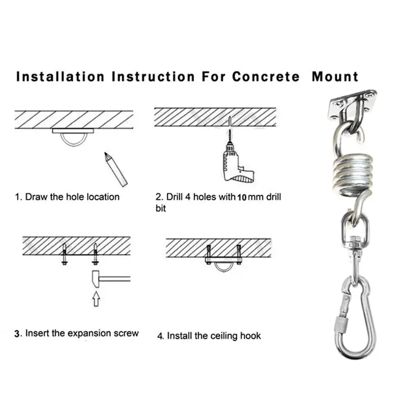Swivel Hooks for Hammock Swing Chairs Stainless Steel Hanging Seat Accessories Kit for Ceiling/Indoor/Outdoor
Swivel Hooks for Hammock Swing Chairs Stainless Steel Hanging Seat Accessories Kit for Ceiling/Indoor/Outdoor