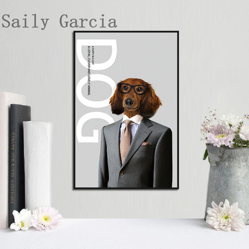 Modern Creative Animal Canvas Painting Dog Wear a Suit Pet Shop Living Room Aisle Decoration Painting Hanging Wall Art
Modern Creative Animal Canvas Painting Dog Wear a Suit Pet Shop Living Room Aisle Decoration Painting Hanging Wall Art