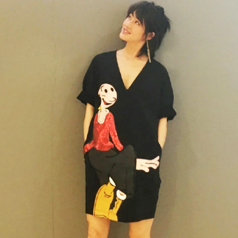 2022 New Commute Temperament Fashion Cartoon Embroidery Sequin Loose V-neck Casual Dress Long Sleeve T-Shirt Top Office Lady
2022 New Commute Temperament Fashion Cartoon Embroidery Sequin Loose V-neck Casual Dress Long Sleeve T-Shirt Top Office Lady