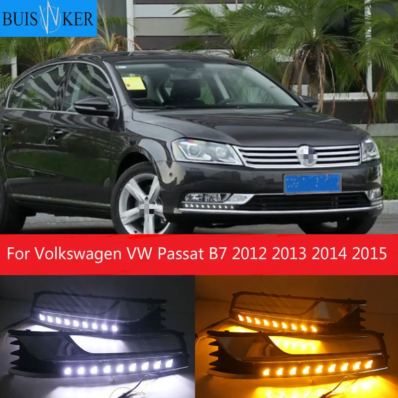 Фото 2 шт. светодиодные дневные ходовые огни для Volkswagen VW Passat B7 2012 2013 2014 2015 Габаритные