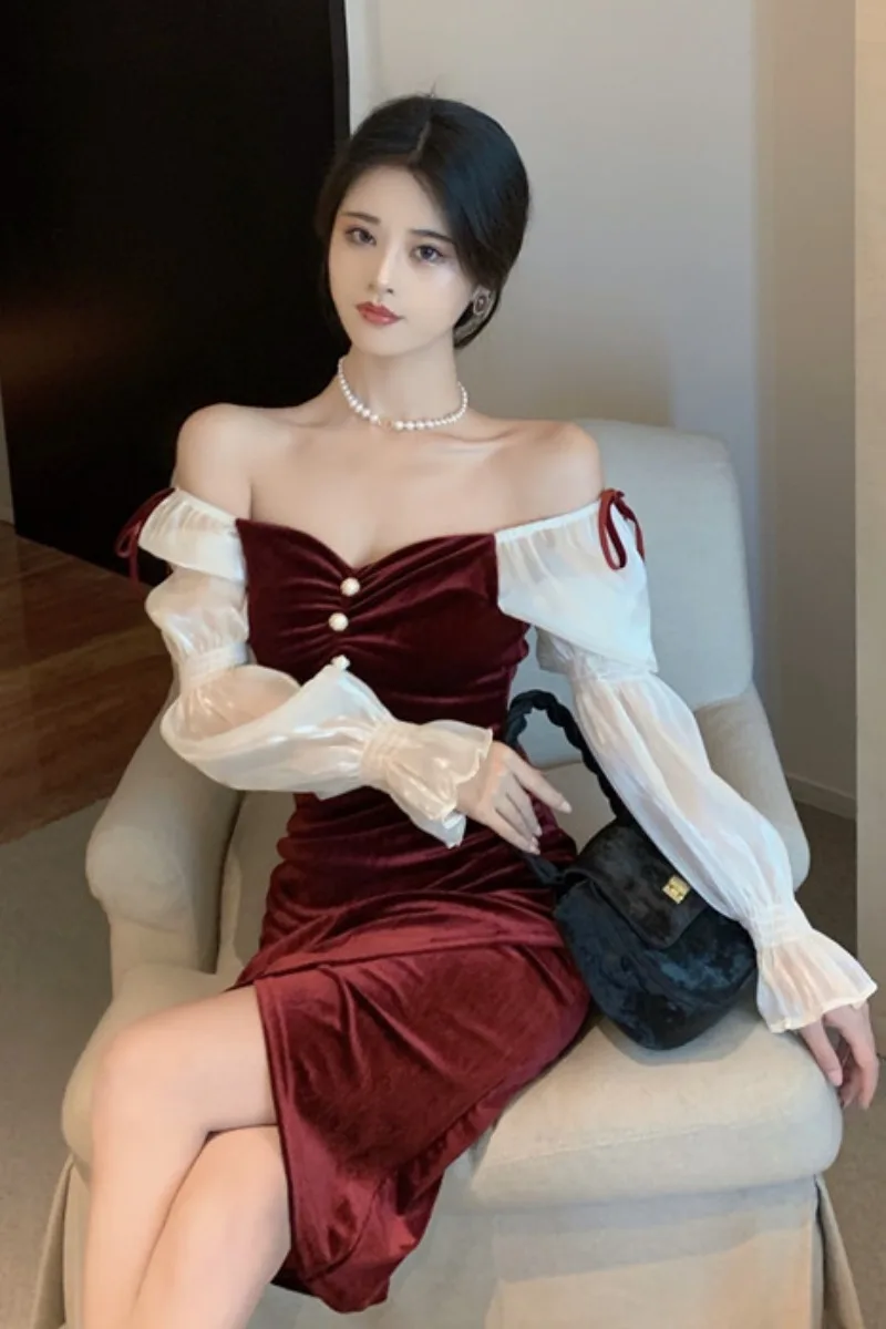 Early spring new temperament slim fashion women's long velvet low-cut hip sexy slim long sleeve dress
Early spring new temperament slim fashion women's long velvet low-cut hip sexy slim long sleeve dress