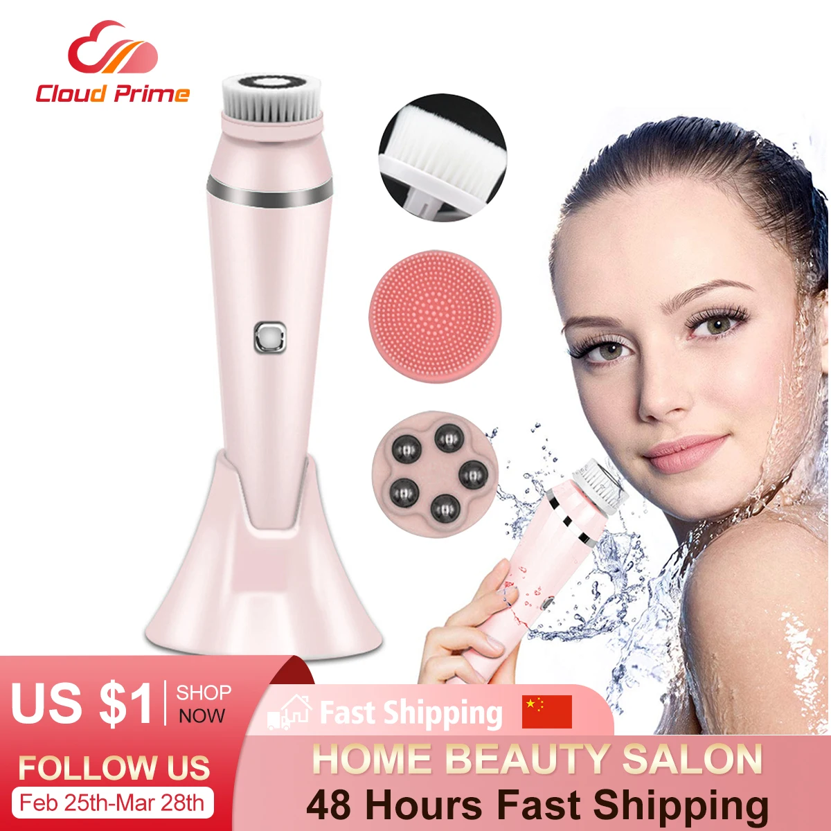 4 IN 1 Electric Face Deep Cleansing Brush Spin Pore Cleaner Face Wash Machine Makeup Remove Waterproof Facial Massager Skin Care
4 IN 1 Electric Face Deep Cleansing Brush Spin Pore Cleaner Face Wash Machine Makeup Remove Waterproof Facial Massager Skin Care