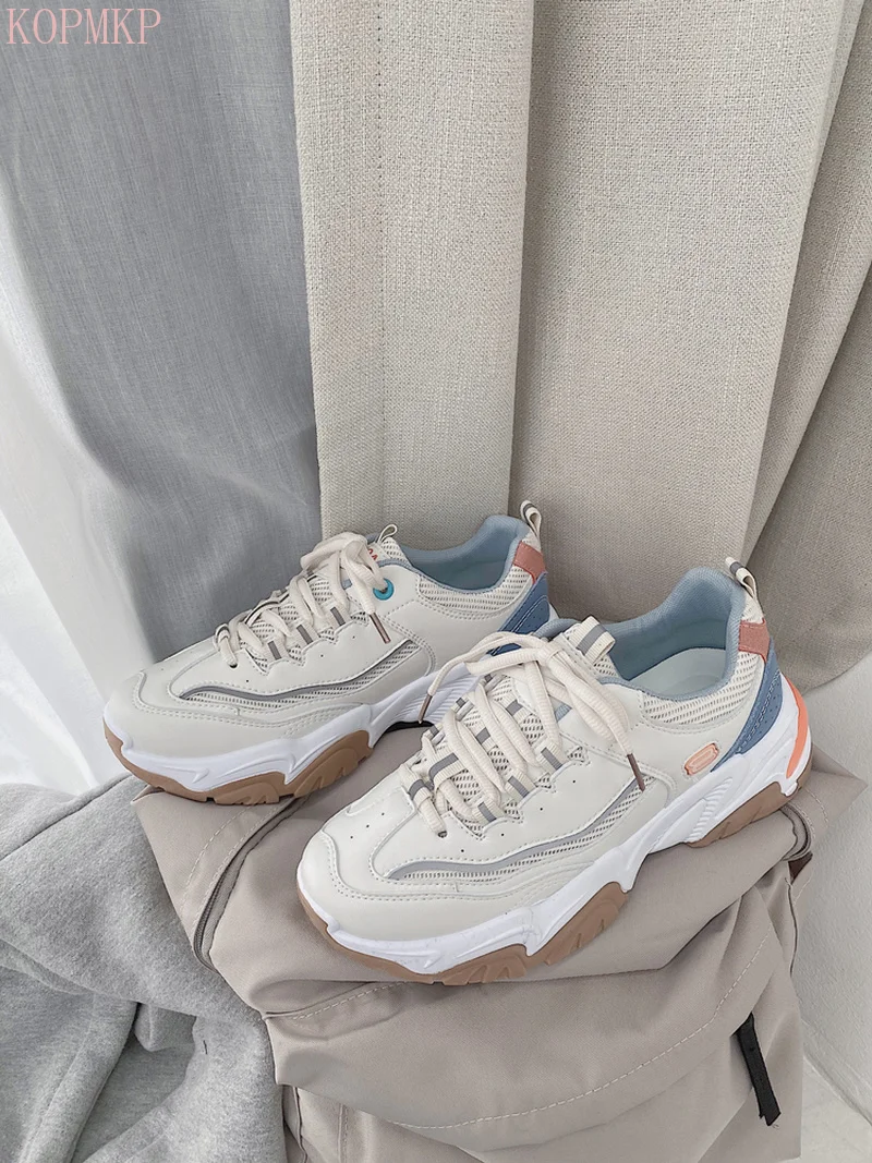 Women Chunky Sneakers Leather Mesh Mixed Colors Cross-Tied Fashion Platform Lady Casual Handmade Shoes
Women Chunky Sneakers Leather Mesh Mixed Colors Cross-Tied Fashion Platform Lady Casual Handmade Shoes