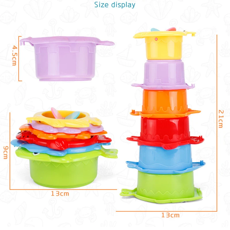 6Pcs/set Baby Float Water Stacking Cups Classic Bath Toy Swimming Educational Toys for Children Plastic Fish Animal for Bathroom
6Pcs/set Baby Float Water Stacking Cups Classic Bath Toy Swimming Educational Toys for Children Plastic Fish Animal for Bathroom