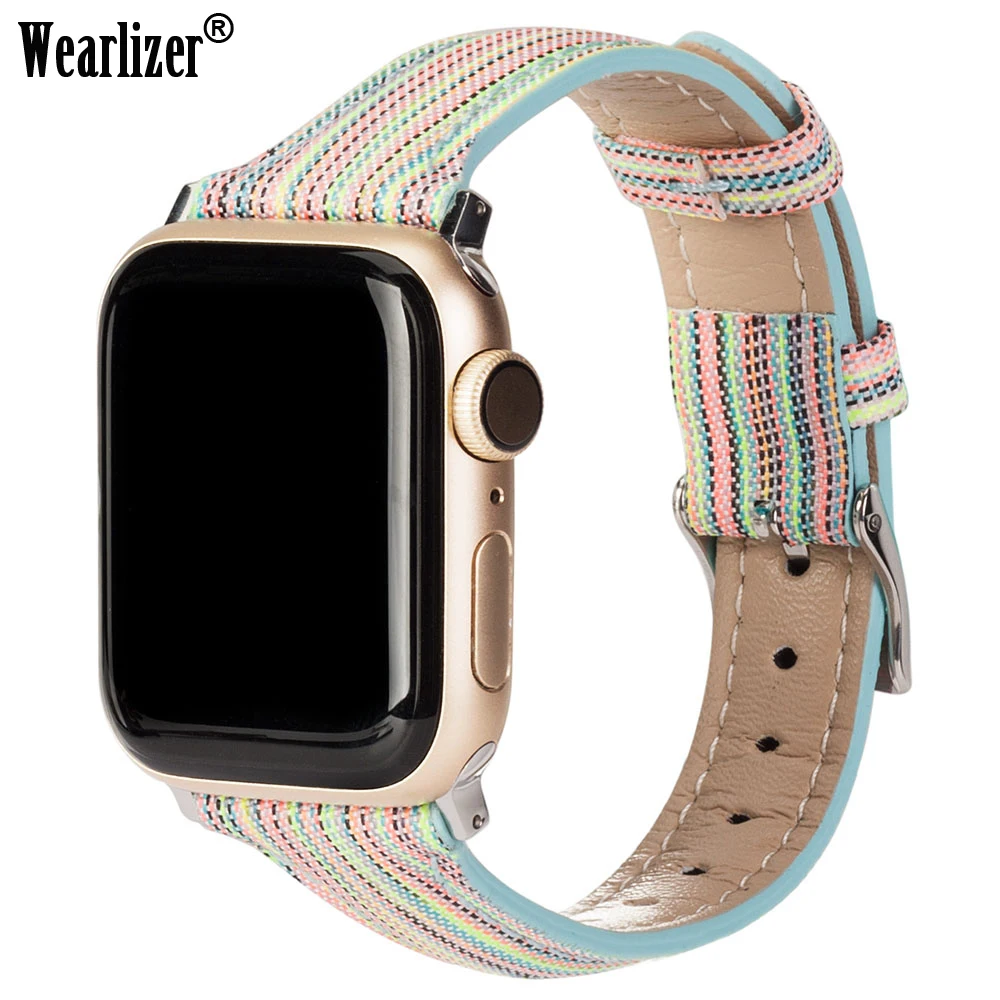 Холщовый ремешок Wearlizer для iWatch Apple Watch мужской и женский 38 мм 40 42 44 серия 5 4 3 2 1 на