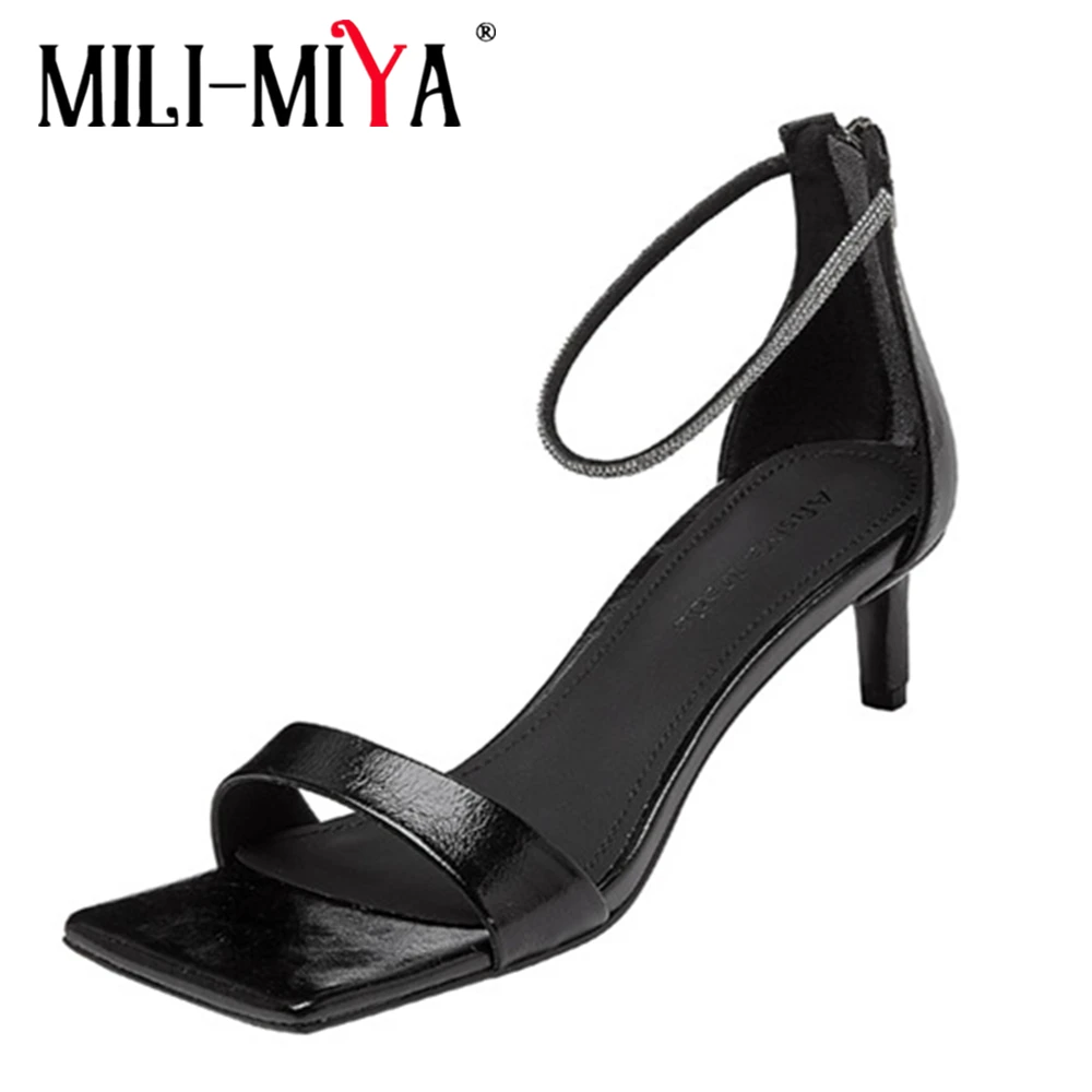 MILI-MIYA Ladies Crystal Rhinestone Genuine Leather High Heel Sandals Square Toe Sexy Buckle Strap Women Prom Dancing Shoes
MILI-MIYA Ladies Crystal Rhinestone Genuine Leather High Heel Sandals Square Toe Sexy Buckle Strap Women Prom Dancing Shoes