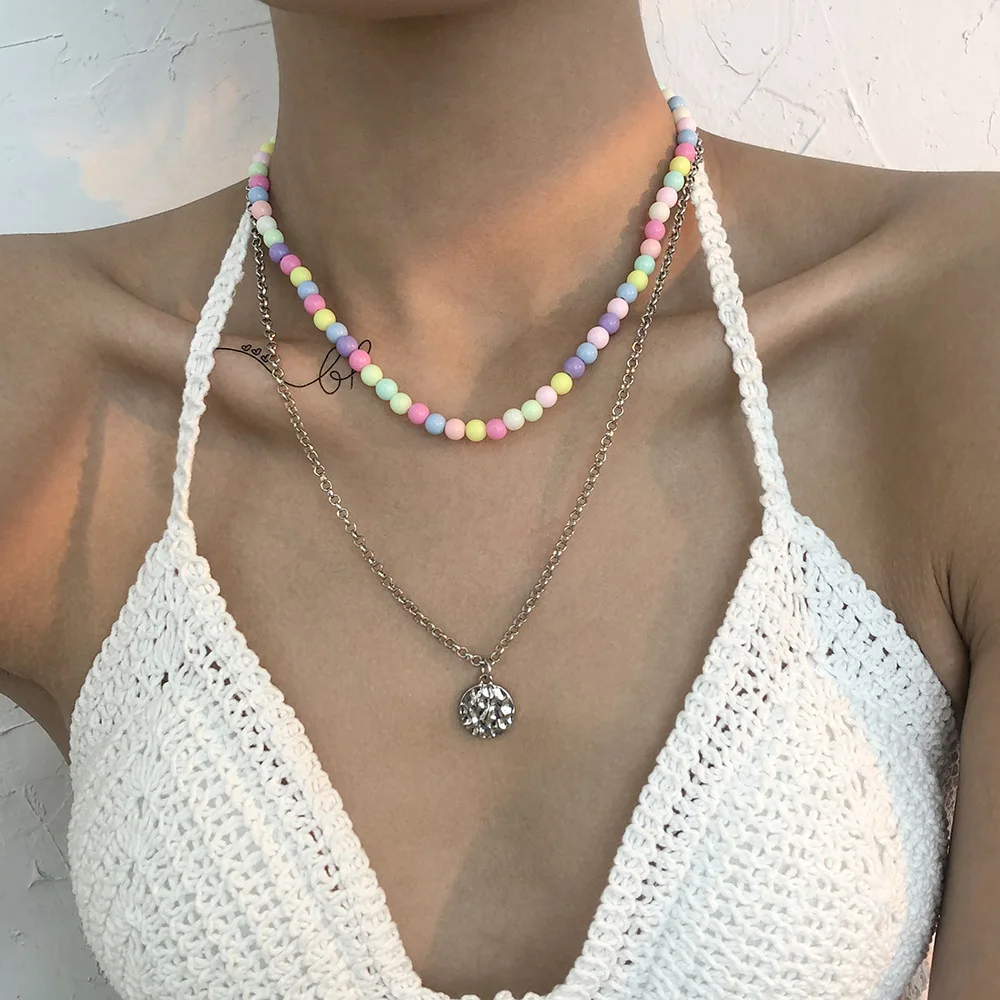 Bohemian Vacation Style Color Necklace Female European and American Fashion Minimalist Necklace Alloy Temperament Double Layer
Bohemian Vacation Style Color Necklace Female European and American Fashion Minimalist Necklace Alloy Temperament Double Layer