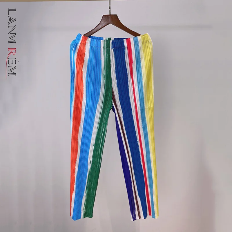 LANMREM Pleated Print Striped Straight Pants For Female Autumn Elastic Waist Trousers Beach Vacation Pants 2D1763
LANMREM Pleated Print Striped Straight Pants For Female Autumn Elastic Waist Trousers Beach Vacation Pants 2D1763