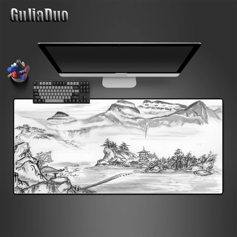 

GuJiaDuo Art Ink Painting Style Mouse Pad Computer and Office Desk Mat PC XL Edgelock Mousepad Gaming Hoom Accessories Table Pad