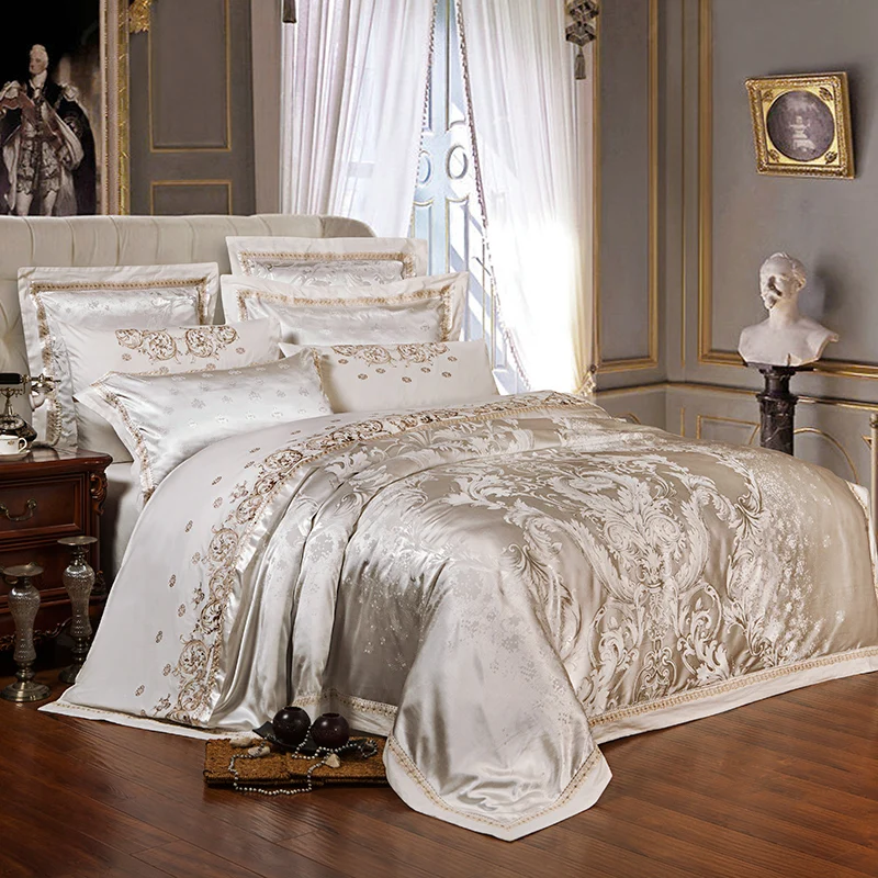 Svetanya Luxury Baroque European Dark Golden Silk Cotton Blend Bedding Linens Jacquard Queen King Duvet Cover Sheet Pillowcases
Svetanya Luxury Baroque European Dark Golden Silk Cotton Blend Bedding Linens Jacquard Queen King Duvet Cover Sheet Pillowcases