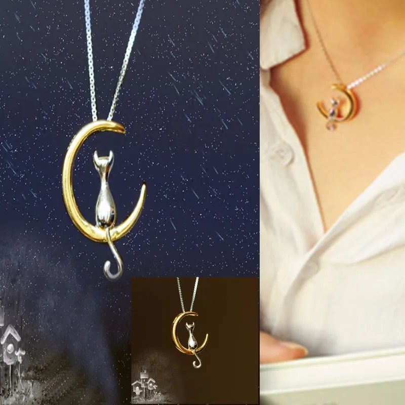 Fashion Fine 925 Silver Cats Moon Pendant Necklace Romantic Charm Alloy Chain Necklaces Cute Women Jewelry Gifts Accessories
Fashion Fine 925 Silver Cats Moon Pendant Necklace Romantic Charm Alloy Chain Necklaces Cute Women Jewelry Gifts Accessories