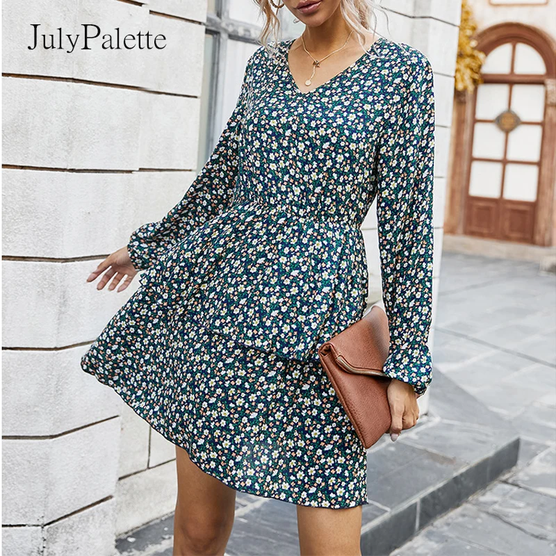 Julypalette Casual V-neck Ruffles Short Dress for Women Autumn Long Sleeve Floral Printed Female Cotton Dress Pink Vestidos 2021
Julypalette Casual V-neck Ruffles Short Dress for Women Autumn Long Sleeve Floral Printed Female Cotton Dress Pink Vestidos 2021