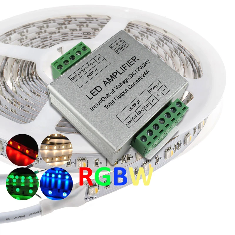 RGBW Amplifier;4 Channel DC12V-24V Output; LED Strip light Power Repeater; led lamp tape Controller
RGBW Amplifier;4 Channel DC12V-24V Output; LED Strip light Power Repeater; led lamp tape Controller