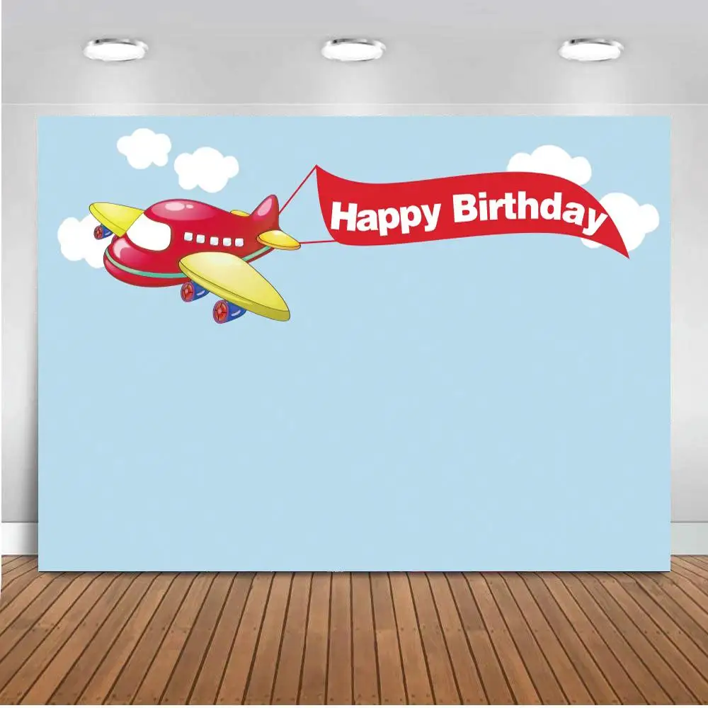 Blue Sky Cartoon Airplane With Happy Birthday Flag Photo Background White Cloud Baby Kids Cake Party Table Decor Backdrop
Blue Sky Cartoon Airplane With Happy Birthday Flag Photo Background White Cloud Baby Kids Cake Party Table Decor Backdrop