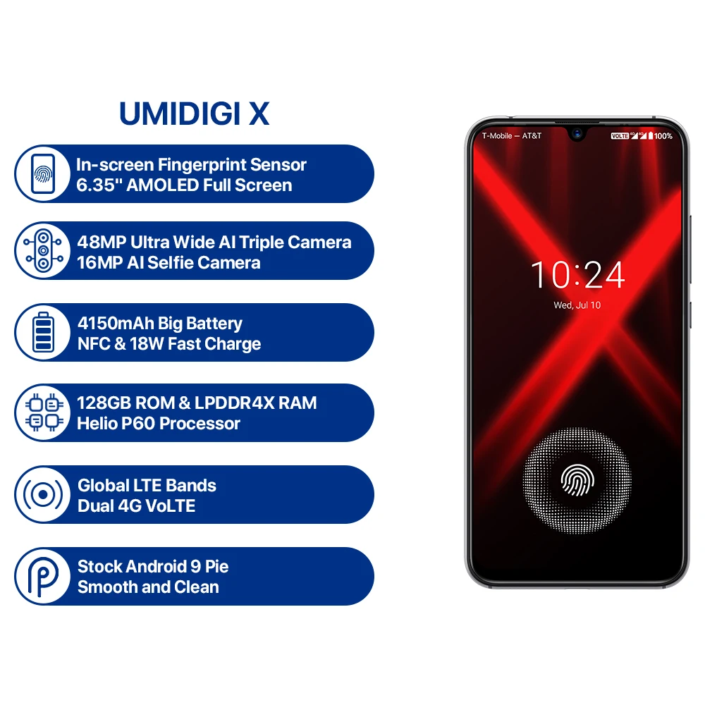 UMIDIGI X смартфон с 6 35-дюймовым дисплеем восьмиядерным процессором Helio P60 ОЗУ ГБ ПЗУ