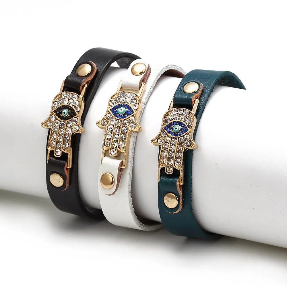 Fashion Leather Palm Bracelet Women Diamond Set Eye Bracelet Evil Eye Lucky Bracelet Dropshipping
Fashion Leather Palm Bracelet Women Diamond Set Eye Bracelet Evil Eye Lucky Bracelet Dropshipping