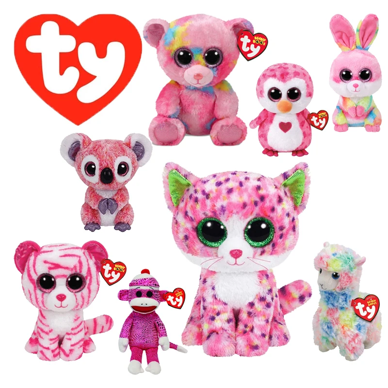 

15CM Ty Beanie Boos Big Eyes Cat Koala Penguin Bear Tiger Monkey Alpaca Plush Stuffed Animal Bedside Toys Doll Gift For Kids