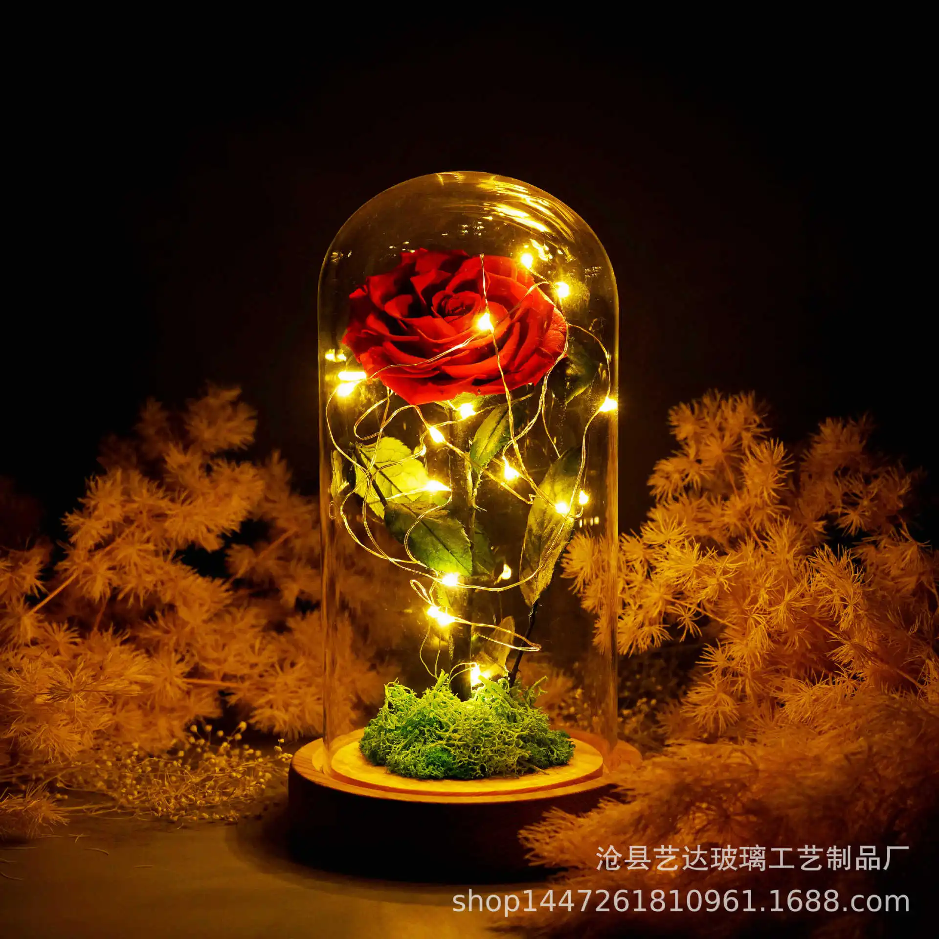 Small prince eternal flower glass cover red rose LED shining lover birthday gift DIY Creative
Small prince eternal flower glass cover red rose LED shining lover birthday gift DIY Creative