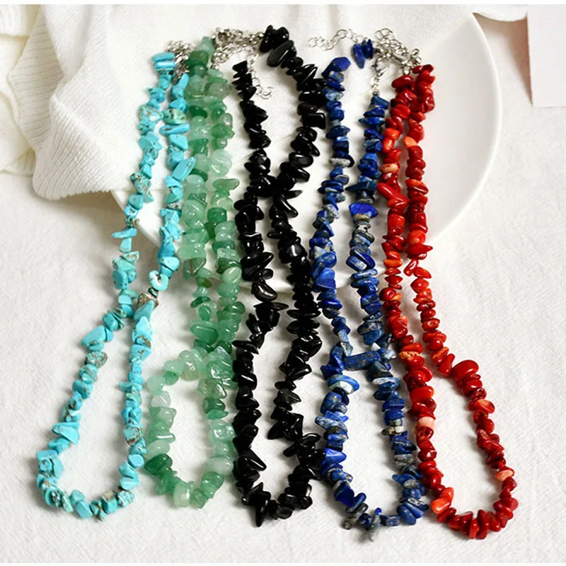 New Natural Stones Chips Lapis Rose Quartz Amethyst Crysta Simple Choker Necklace Fashionable Women Beaded Collar Necklace
New Natural Stones Chips Lapis Rose Quartz Amethyst Crysta Simple Choker Necklace Fashionable Women Beaded Collar Necklace