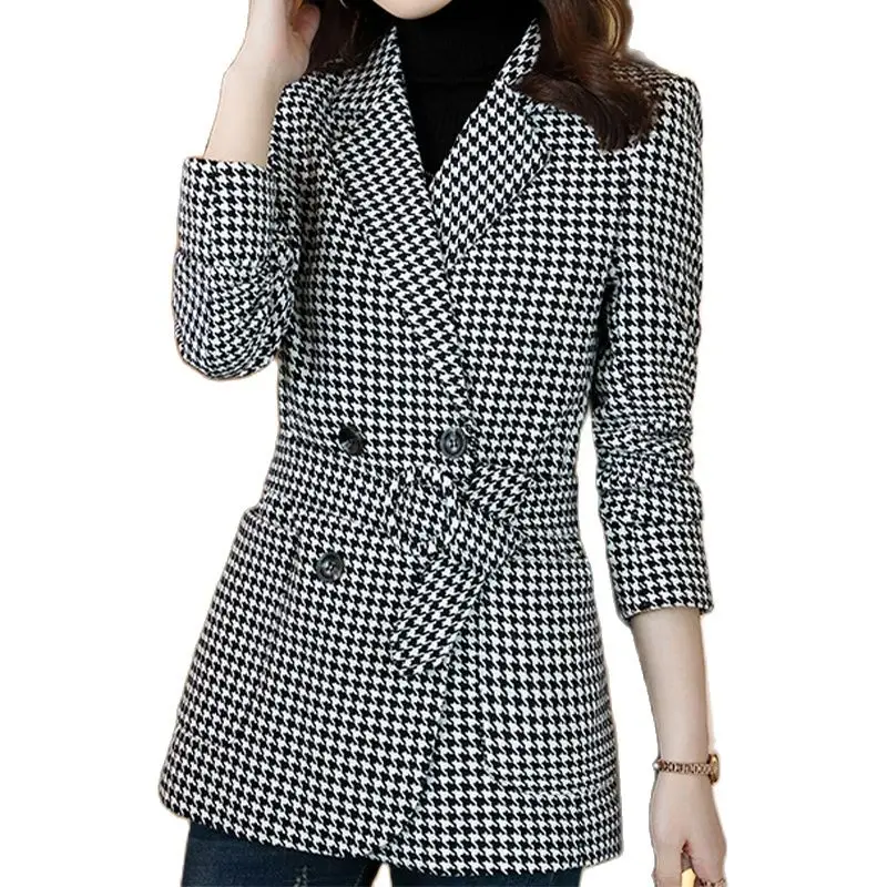 S-4XL suit jacket 2021 autumn and winter new houndstooth thick slim-fit plaid woolen coat Korean fashion women's clothing
S-4XL suit jacket 2021 autumn and winter new houndstooth thick slim-fit plaid woolen coat Korean fashion women's clothing
