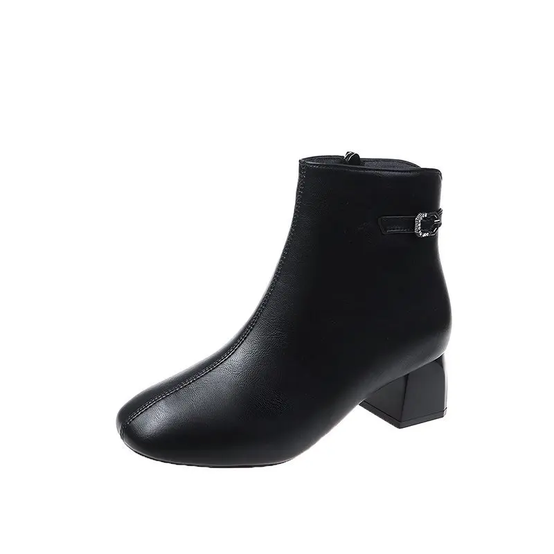 Genuine Leather Ankle Boots Women Hoof Heel Autumn Lady High Heels Shoes A263 Fashion Woman Square Toe Zipper Black Beige Boots
Genuine Leather Ankle Boots Women Hoof Heel Autumn Lady High Heels Shoes A263 Fashion Woman Square Toe Zipper Black Beige Boots