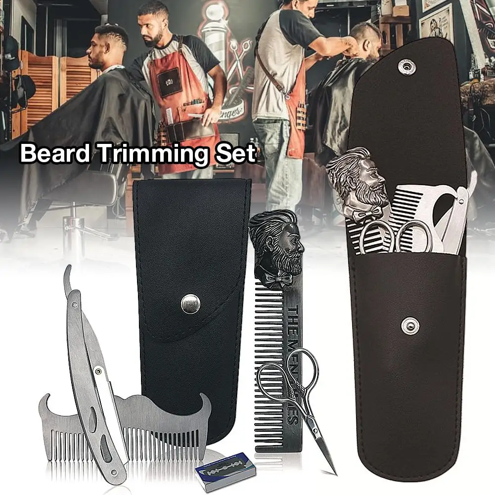 Beard Trimming Set Stainless Steel Beard Comb Beard Template Trimming Styling Tool With Leather Bag Shave Brush Tools
Beard Trimming Set Stainless Steel Beard Comb Beard Template Trimming Styling Tool With Leather Bag Shave Brush Tools
