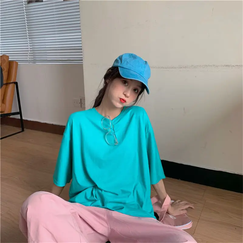2021 T-shirt Female Clothing Top Oversized Shirt New Year Clothes Pure Color Cotton Economy Simple Style Summer Wear Gift
2021 T-shirt Female Clothing Top Oversized Shirt New Year Clothes Pure Color Cotton Economy Simple Style Summer Wear Gift