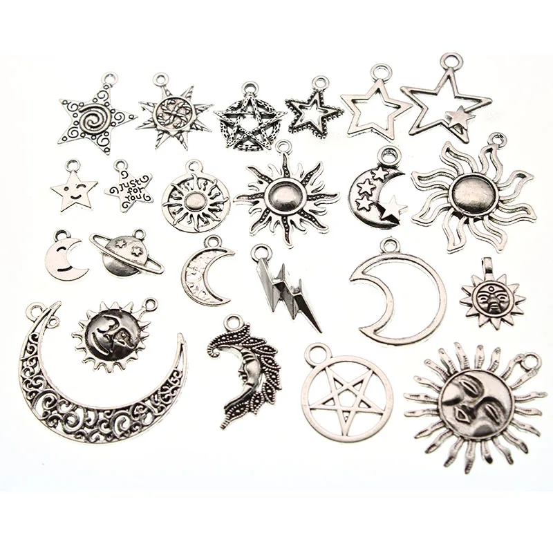 23pcs/lot Mixed Charm Star Moon Sun Charms Pendant for Jewelry Making, fit Charms Bracelet DIY Handmade Findings
23pcs/lot Mixed Charm Star Moon Sun Charms Pendant for Jewelry Making, fit Charms Bracelet DIY Handmade Findings
