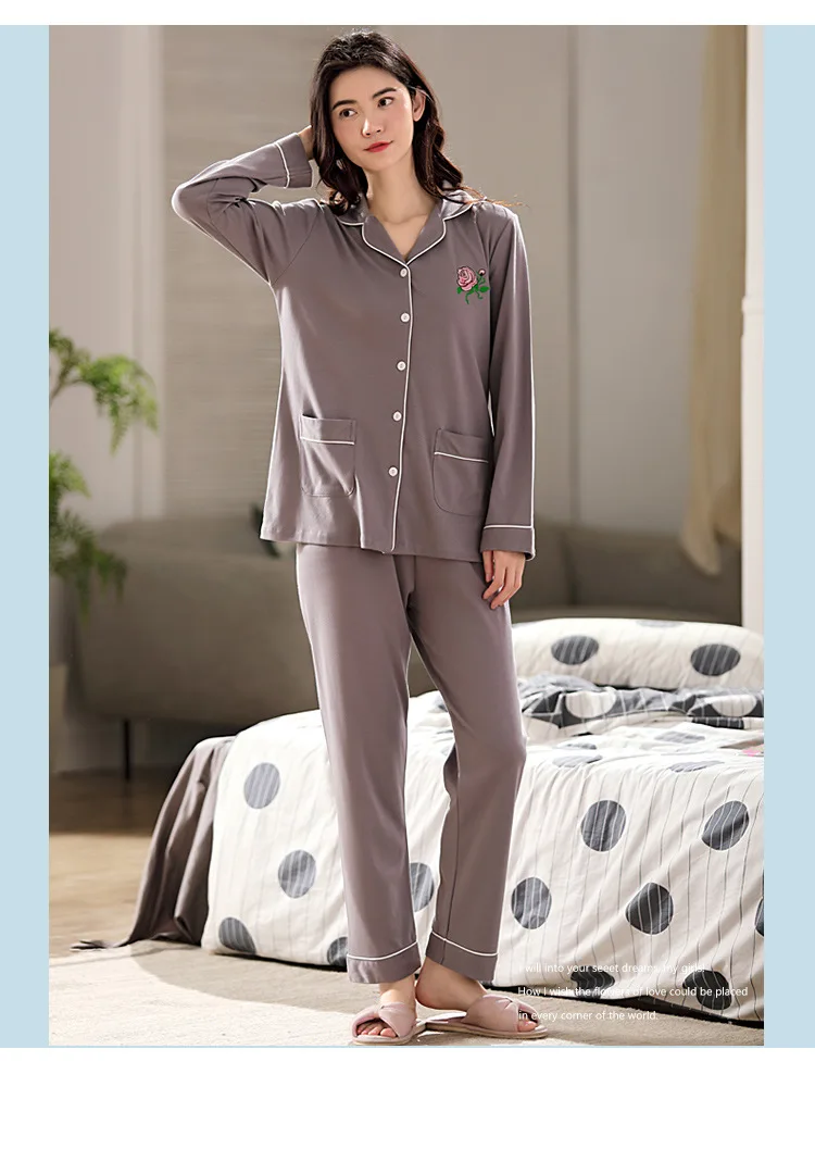 Autumn New Style Ladies Cotton Pajamas Korean Style Pajama Pants Women Simple Cardigan Lapel Long Sleeve Casual Home Clothes
Autumn New Style Ladies Cotton Pajamas Korean Style Pajama Pants Women Simple Cardigan Lapel Long Sleeve Casual Home Clothes