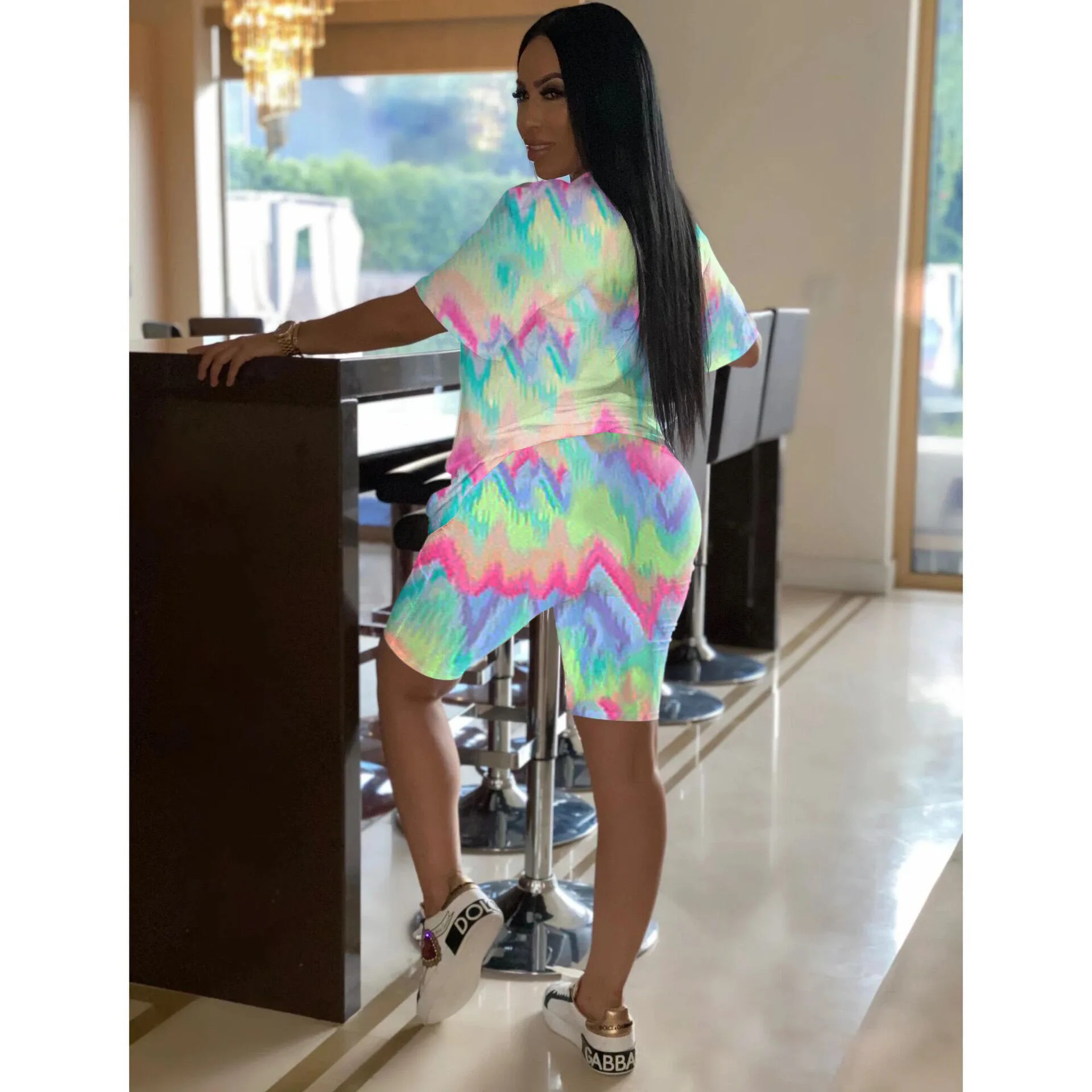 2020 Rainbow Striped Plus Size Two Piece Set Tracksuit Women Sexy Top+Biker Shorts Sweat Suits 2 Piece Outfits Matching Sets
2020 Rainbow Striped Plus Size Two Piece Set Tracksuit Women Sexy Top+Biker Shorts Sweat Suits 2 Piece Outfits Matching Sets