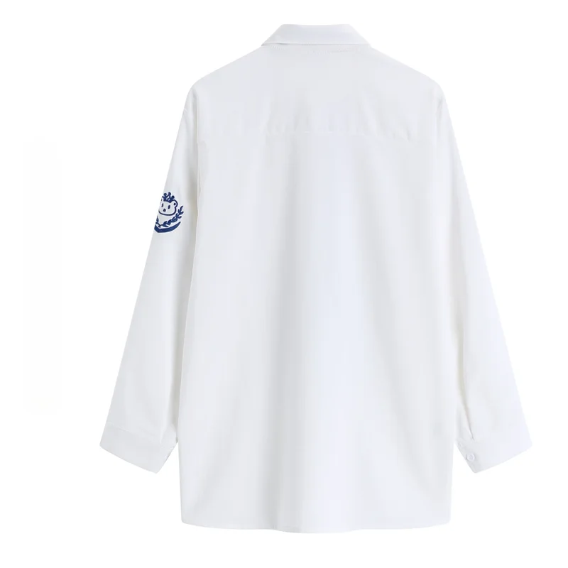 Harajuku Retro Solid Women's Shirts Long Sleeves Japan Style Embroidered Bear Shirt Loose with Tie 2021 Spring Button Up Blouse
Harajuku Retro Solid Women's Shirts Long Sleeves Japan Style Embroidered Bear Shirt Loose with Tie 2021 Spring Button Up Blouse