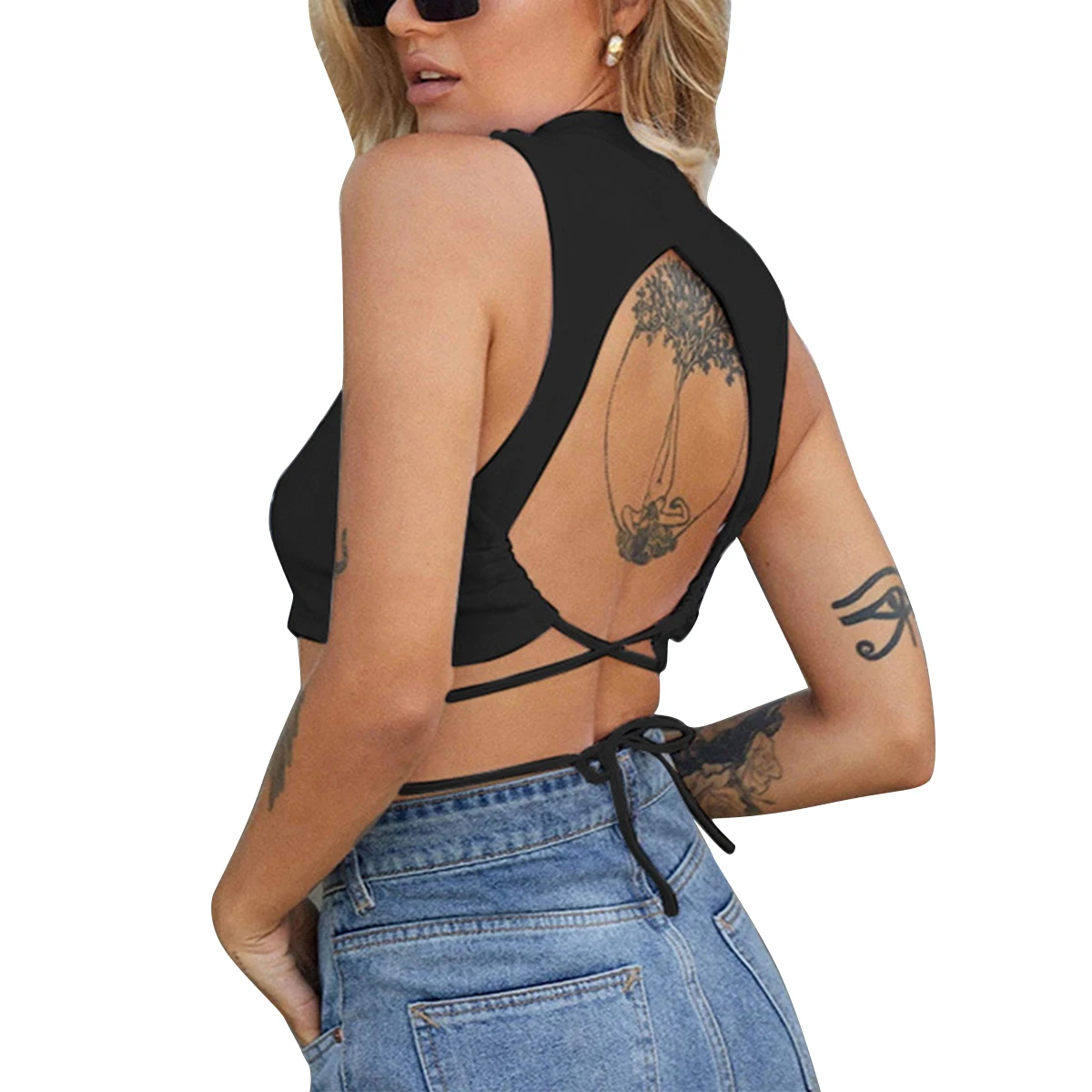 Women Summer Casual Style Shirt Backless Tee Shirt Fashion Solid Color Bandage Vest Top Female Slimming Bodycon Streetwear
Women Summer Casual Style Shirt Backless Tee Shirt Fashion Solid Color Bandage Vest Top Female Slimming Bodycon Streetwear