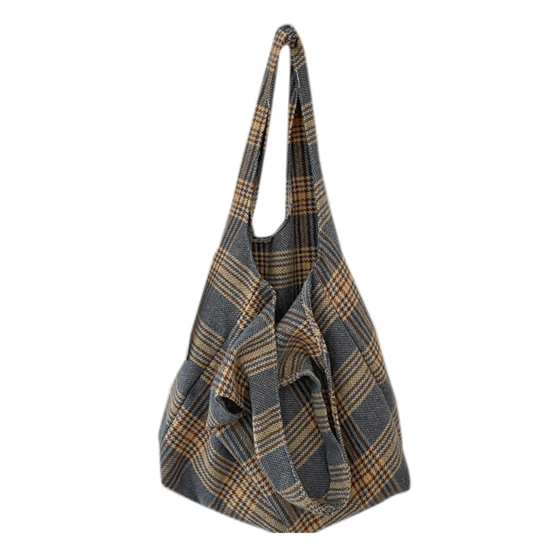 Women Shoulder Tote Bag Canvas Plaid Handbags Large Capacity Soft Shopping Bags Girls Cute Tote Shoulder Bag 
Women Shoulder Tote Bag Canvas Plaid Handbags Large Capacity Soft Shopping Bags Girls Cute Tote Shoulder Bag