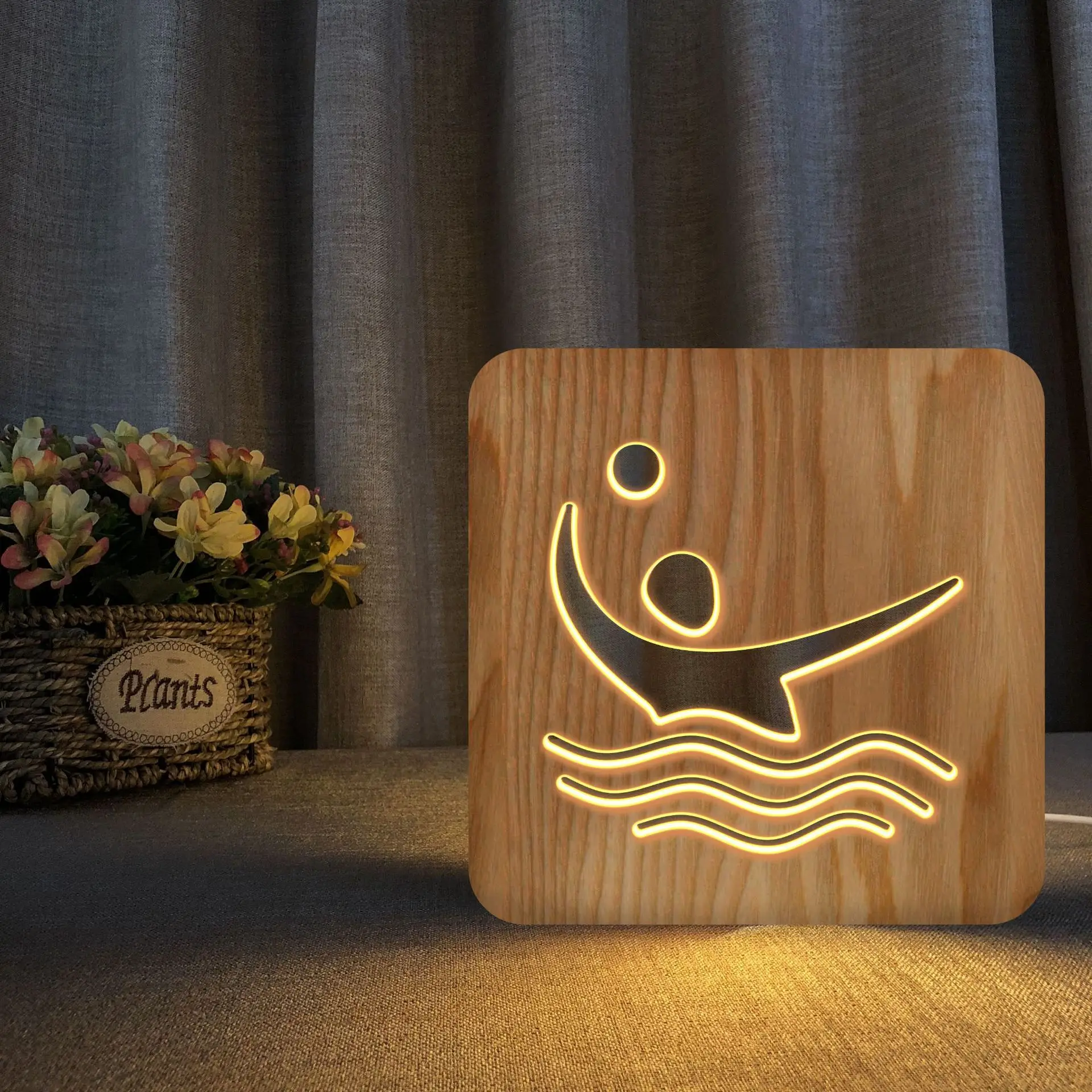 Water Volleyball Modelling Solid Wood Hollow Carving Table Lamp 3d Led Wooden Night Light For Children Gift Home Bedroom Decor
Water Volleyball Modelling Solid Wood Hollow Carving Table Lamp 3d Led Wooden Night Light For Children Gift Home Bedroom Decor