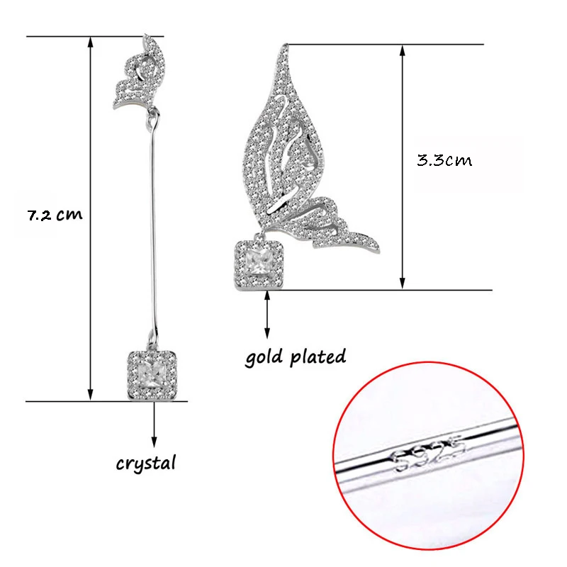 SINLEERY Luxury asymmetrical jewelry Butterfly Wings Cubic Zirconia Sqaure Pendant Long Drop Earrings For Women 2021 ES241 SSP
SINLEERY Luxury asymmetrical jewelry Butterfly Wings Cubic Zirconia Sqaure Pendant Long Drop Earrings For Women 2021 ES241 SSP