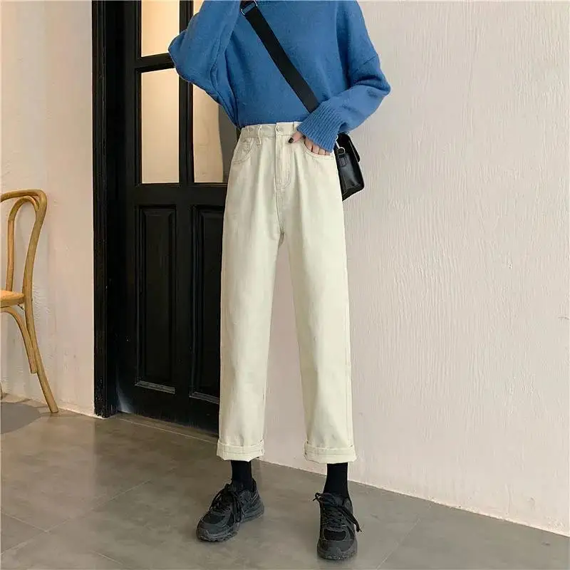 Spring new black straight jeans women's loose and versatile student's slim High Waist Wide Leg Pants
Spring new black straight jeans women's loose and versatile student's slim High Waist Wide Leg Pants