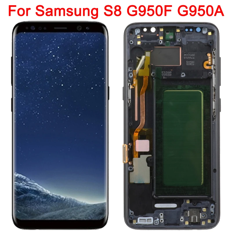 

Original G950F LCD For Samsung Galaxy S8 Display With Black Frame 5.8" SM-G950F/DS G950U G950A LCD Touch Screen Parts Assembly