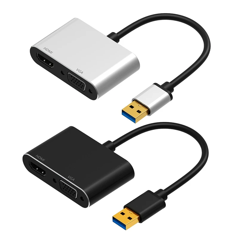USB 3.0 to VGA HDMI Adapter Mac OS USB to HDMI VGA 1080P Video Image Converter for Windows 7/8/10
USB 3.0 to VGA HDMI Adapter Mac OS USB to HDMI VGA 1080P Video Image Converter for Windows 7/8/10
