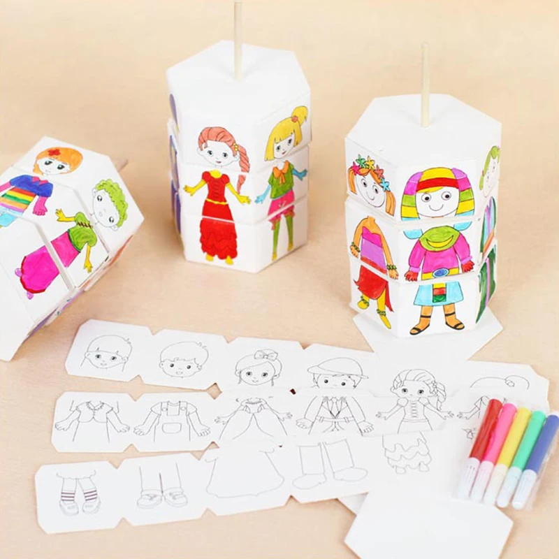 Kids Rotary DIY Paper Color Matching Graffiti Change Clothes Doll Creative Handcraft Puzzle Kindergarten Craft Toys For Children
Kids Rotary DIY Paper Color Matching Graffiti Change Clothes Doll Creative Handcraft Puzzle Kindergarten Craft Toys For Children