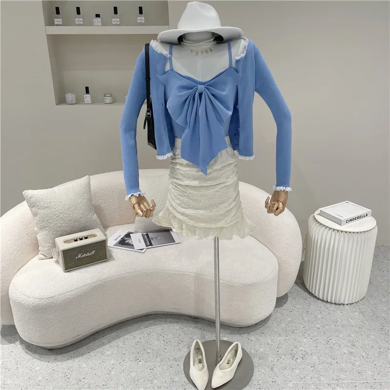 Niche Design Two Piece Set Women's Spring Summer 2021 Fashion Temperament Slim Top Cardigan Bow Sling Vest Suit
Niche Design Two Piece Set Women's Spring Summer 2021 Fashion Temperament Slim Top Cardigan Bow Sling Vest Suit