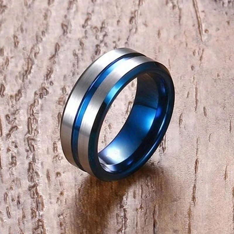 Модные парные кольца из нержавеющей стали синее мужское кольцо женский набор