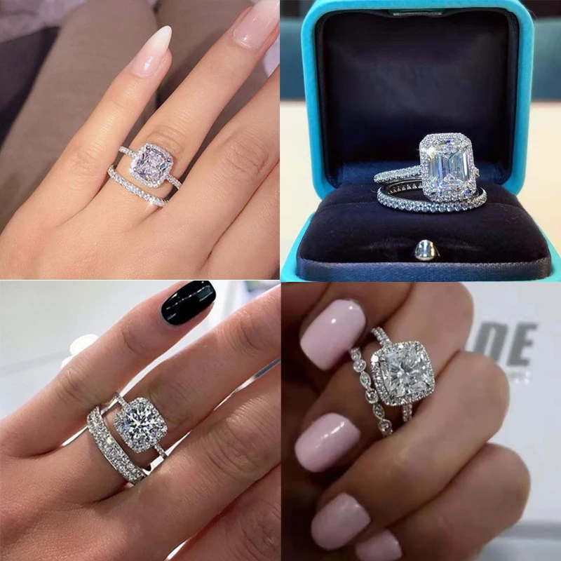 2 pcs/set Engagement Rings Set For Women AAA Cubic Zirconia Fashion Geometric Rings Jewelry Hand Accessories Wholesale
2 pcs/set Engagement Rings Set For Women AAA Cubic Zirconia Fashion Geometric Rings Jewelry Hand Accessories Wholesale