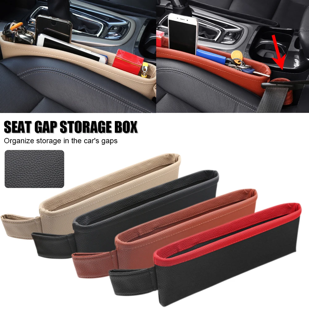 

Universal Car Seat Gap Filler Storage Box PU Leather Seat Crevice Organizer Stop Pad Trash Can Car Seat Organizer Accessories