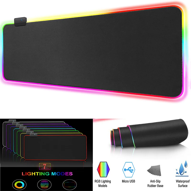 RGB PC Gamer Mouse Pad Large Size Gaming Accessories Non-Slip Rubber Mousepad 7 Colors LED Light Desk Mat Computer Mausepad
RGB PC Gamer Mouse Pad Large Size Gaming Accessories Non-Slip Rubber Mousepad 7 Colors LED Light Desk Mat Computer Mausepad