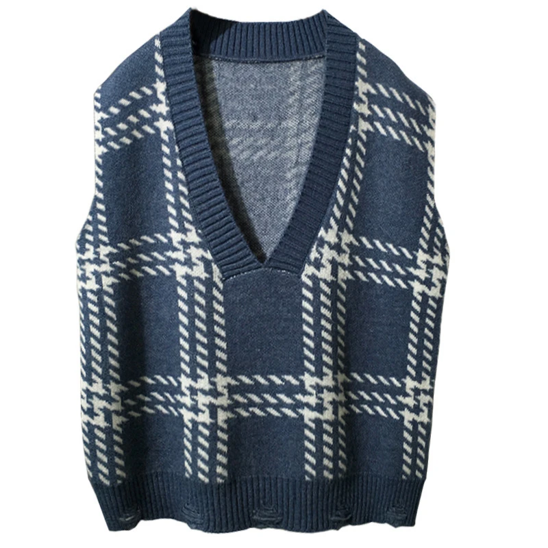 Autumn Winter V-neck Sleeveless Stripe Stitching Color Vest Sweater Fashion Loose Preppy Knitted Sweaters Vest Korean Waistcoat
Autumn Winter V-neck Sleeveless Stripe Stitching Color Vest Sweater Fashion Loose Preppy Knitted Sweaters Vest Korean Waistcoat