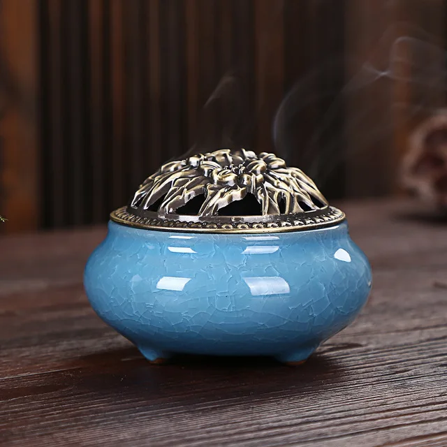 Ceramic disc incense burner with sandalwood Buddha home decor | Дом и сад