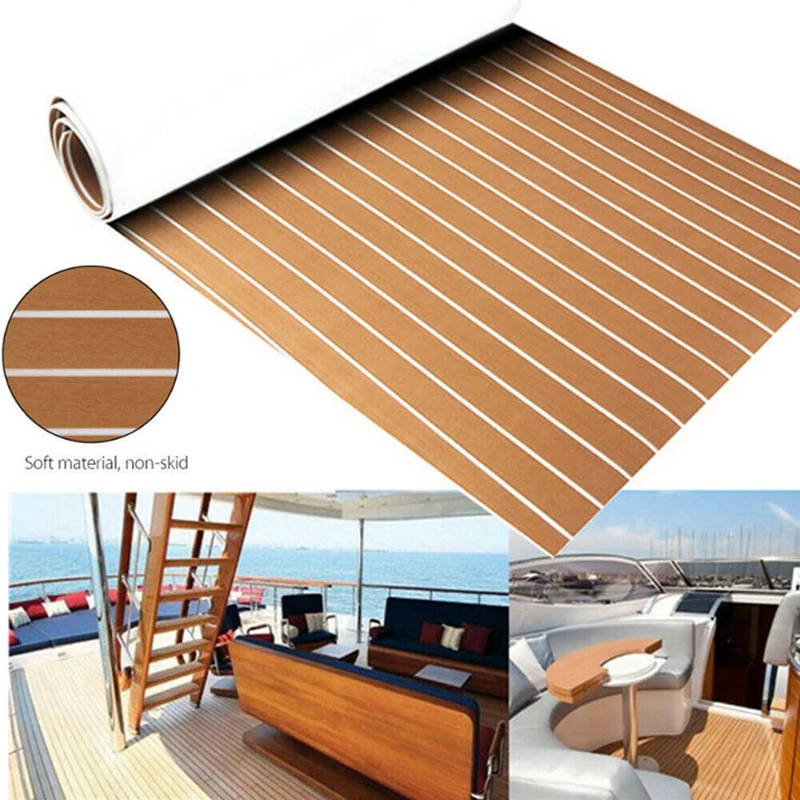 Self-Adhesive EVA Foam Teak Sheet 240X45cm Yacht Synthetic Decking Foam Floor Mat Brown with White Line
Self-Adhesive EVA Foam Teak Sheet 240X45cm Yacht Synthetic Decking Foam Floor Mat Brown with White Line