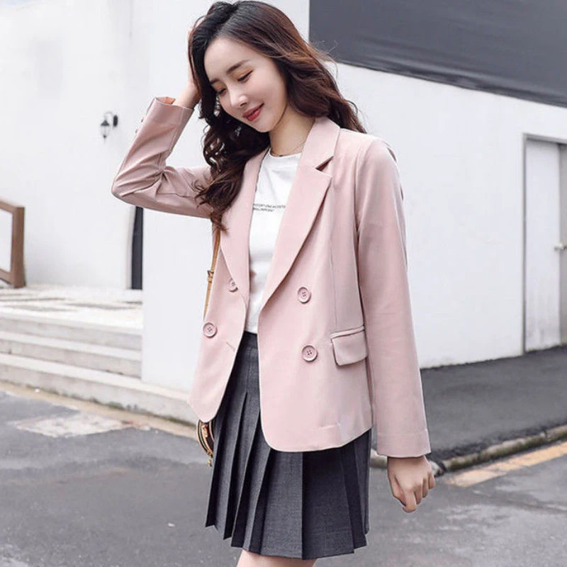 New Spring Autumn Office Lady Double Breasted Notched Pink Blazers Women Casual Slim Buttons Long Sleeve Solid Black Coat
New Spring Autumn Office Lady Double Breasted Notched Pink Blazers Women Casual Slim Buttons Long Sleeve Solid Black Coat